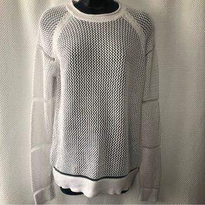 Michael Star Open Knit White Sweater Small